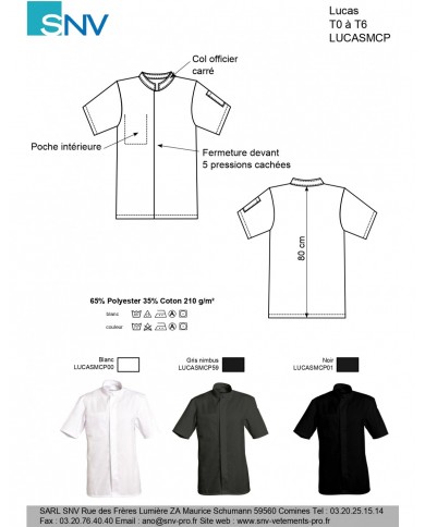 Veste de cuisine LUCAS mixte